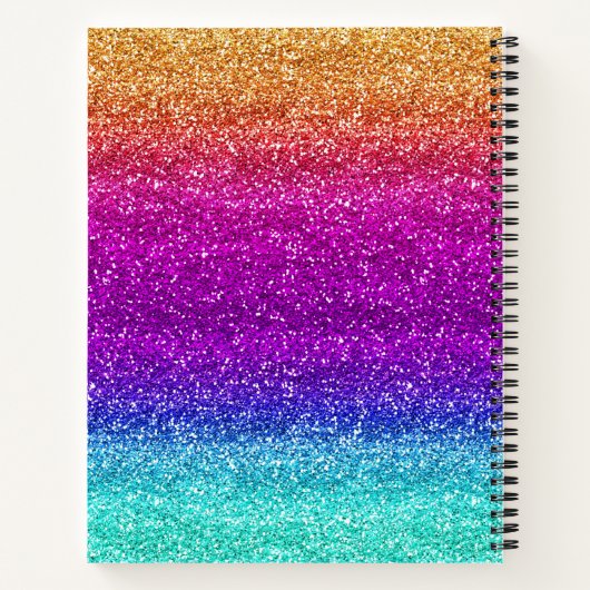 Fun Rainbow Gradient Glitzer Luxury Journal Notizblock (Rückseite)