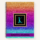 Fun Rainbow Gradient Glitzer Luxury Journal Notizblock (Vorderseite)