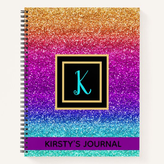 Fun Rainbow Gradient Glitzer Luxury Journal Notizblock (Vorderseite)