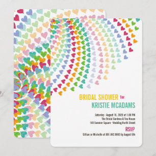 Fun Rainbow Heart Sprinkles Brautparty Einladung