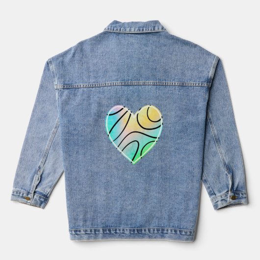 Fun Rainbow Heart Women's Jeansjacke (Rückseite)