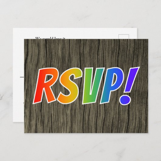 Fun Rainbow Letters "UAWG!" + Imitate Wood Look Postkarte (Vorne/Hinten)