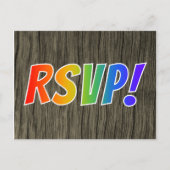 Fun Rainbow Letters "UAWG!" + Imitate Wood Look Postkarte (Vorderseite)
