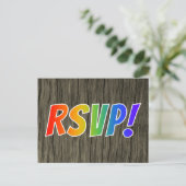 Fun Rainbow Letters "UAWG!" + Imitate Wood Look Postkarte (Stehend Vorderseite)