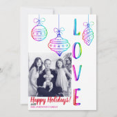 Fun Rainbow LIEBE Holiday Ornaments Foto Einladung (Vorderseite)