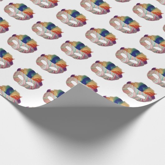 Fun Rainbow Mask Wrapping Paper Geschenkpapier (Ecke)