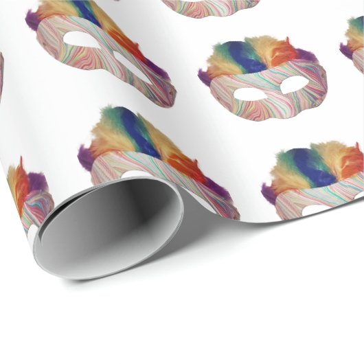 Fun Rainbow Mask Wrapping Paper Geschenkpapier (Rolleneckpunkt)