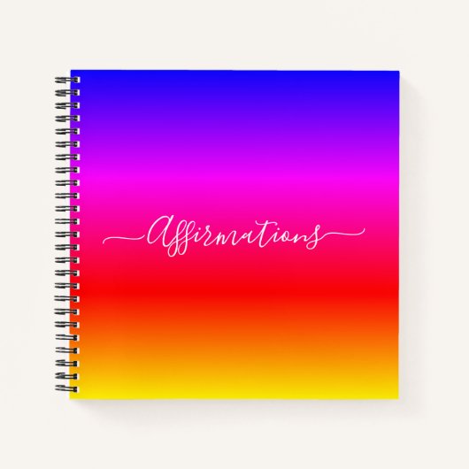 Fun Rainbow mit White Typografy Affirmations Notizblock (Vorderseite)