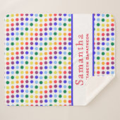 Fun Rainbow Polka Dot Muster Personalisiert Name Sherpadecke (Vorderseite (Horizontal))