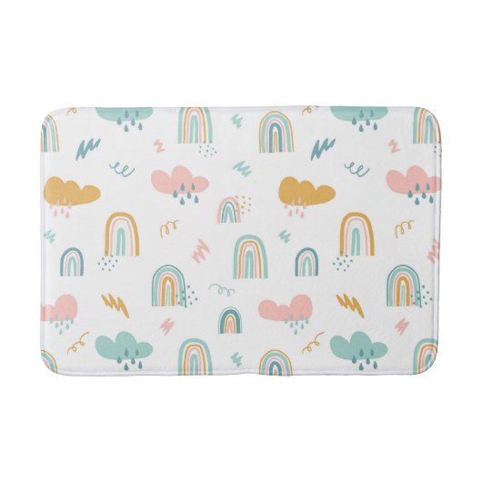 Fun Rainbow & Rain Cloud Pattern Badematte (Vorderseite)