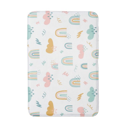 Fun Rainbow & Rain Cloud Pattern Badematte (Vorderseite Vertikal)