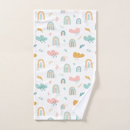 Fun Rainbow & Rain Cloud Pattern Badhandtuch Set (Handtuch)