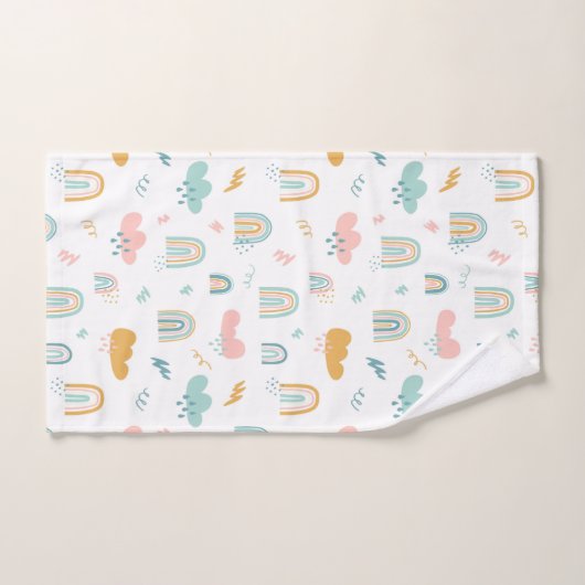 Fun Rainbow & Rain Cloud Pattern Badhandtuch Set (Handtuch)