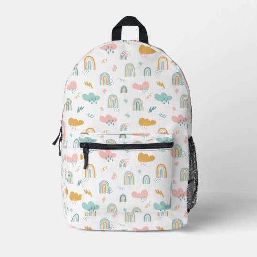 Fun Rainbow & Rain Cloud Pattern Bedruckter Rucksack (Vorderseite)
