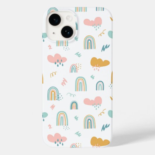 Fun Rainbow & Rain Cloud Pattern Case-Mate iPhone Hülle (Rückseite)
