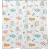 Fun Rainbow & Rain Cloud Pattern Duschvorhang (Vorderseite)