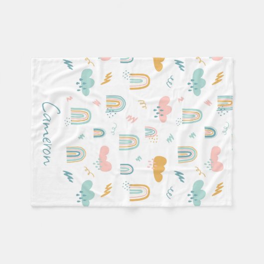 Fun Rainbow & Rain Cloud Pattern Fleecedecke (Vorderseite (Horizontal))
