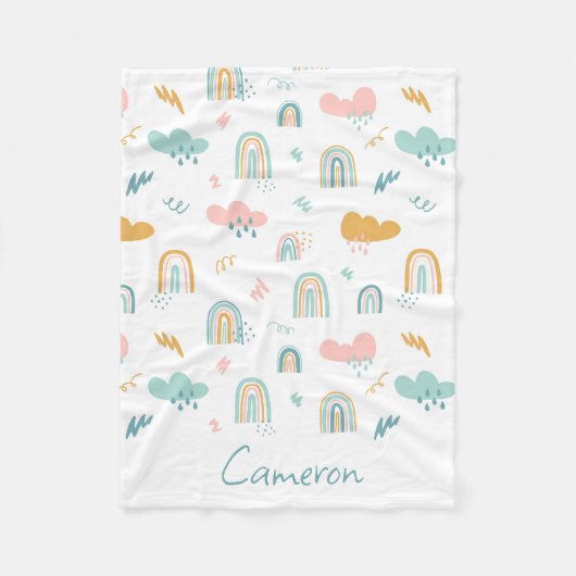 Fun Rainbow & Rain Cloud Pattern Fleecedecke (Vorderseite)