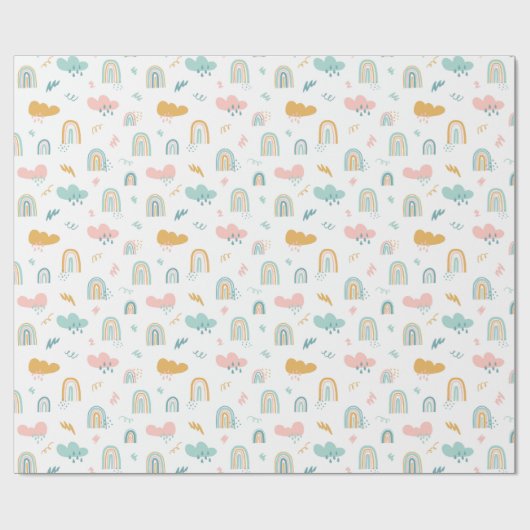 Fun Rainbow & Rain Cloud Pattern Geschenkpapier (Flach)
