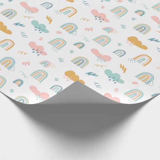 Fun Rainbow & Rain Cloud Pattern Geschenkpapier (Ecke)
