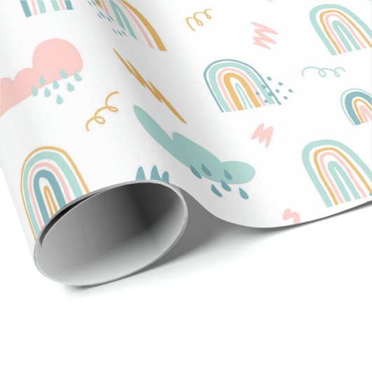 Fun Rainbow & Rain Cloud Pattern Geschenkpapier (Rolleneckpunkt)