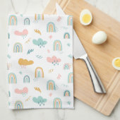 Fun Rainbow & Rain Cloud Pattern Geschirrtuch (Viertel Falte)