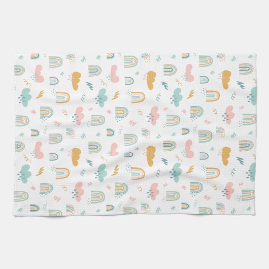 Fun Rainbow & Rain Cloud Pattern Geschirrtuch (Horizontal)