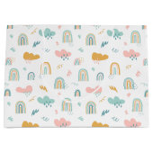 Fun Rainbow & Rain Cloud Pattern Große Geschenktüte (Vorderseite)
