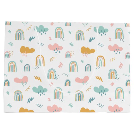 Fun Rainbow & Rain Cloud Pattern Große Geschenktüte (Rückseite)