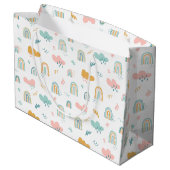 Fun Rainbow & Rain Cloud Pattern Große Geschenktüte (Rückseite Schrägansicht)