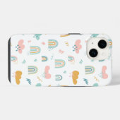 Fun Rainbow & Rain Cloud Pattern iPhone Hülle (Rückseite (Horizontal))