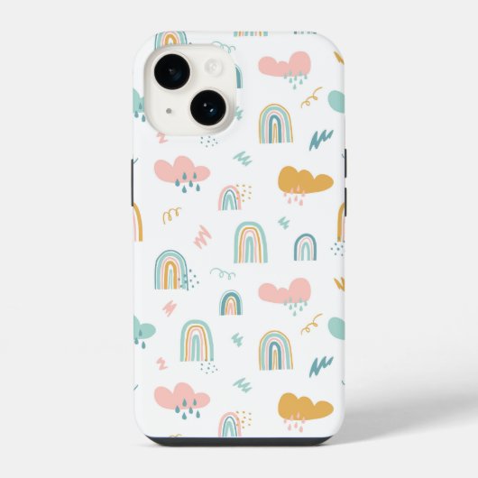 Fun Rainbow & Rain Cloud Pattern iPhone Hülle (Rückseite)