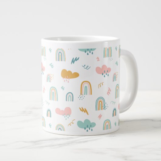 Fun Rainbow & Rain Cloud Pattern Jumbo-Tasse (Vorderseite Rechts)