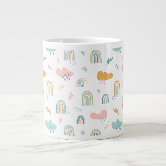 Fun Rainbow & Rain Cloud Pattern Jumbo-Tasse (Vorderseite)