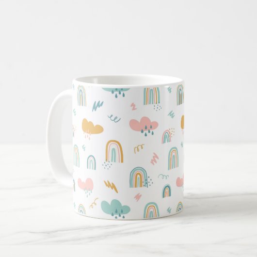 Fun Rainbow & Rain Cloud Pattern Kaffeetasse (Vorderseite Links)