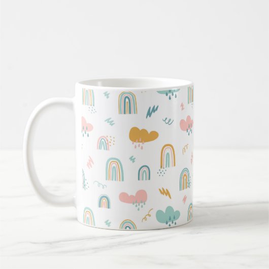Fun Rainbow & Rain Cloud Pattern Kaffeetasse (Links)
