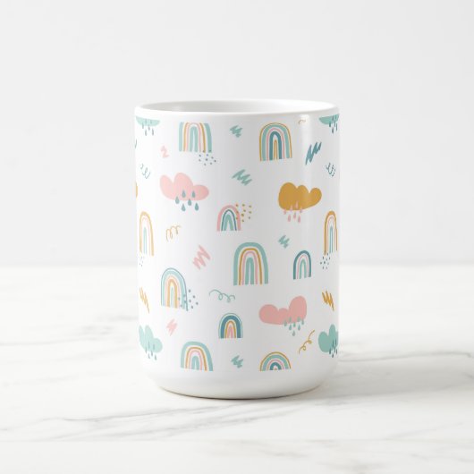 Fun Rainbow & Rain Cloud Pattern Kaffeetasse (Mittel)