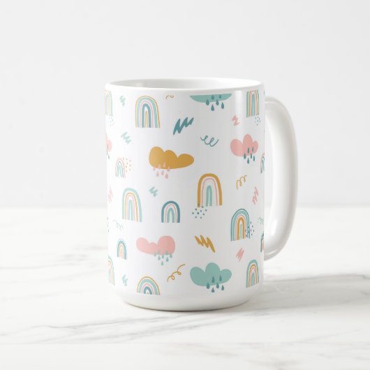 Fun Rainbow & Rain Cloud Pattern Kaffeetasse (VorderseiteRechts)