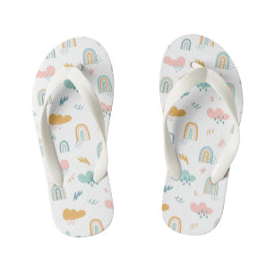 Fun Rainbow & Rain Cloud Pattern Kinderbadesandalen