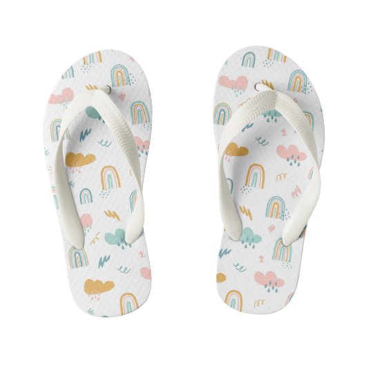 Fun Rainbow & Rain Cloud Pattern Kinderbadesandalen (Fußbett)