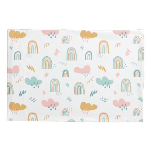 Fun Rainbow & Rain Cloud Pattern Kissenbezug (Rückseite)