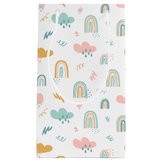 Fun Rainbow & Rain Cloud Pattern Kleine Geschenktüte (Vorderseite)