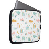 Fun Rainbow & Rain Cloud Pattern Laptopschutzhülle (Vorne Rechts)