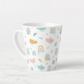 Fun Rainbow & Rain Cloud Pattern Milchtasse (Linke Ecke)