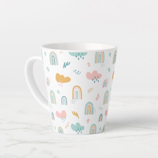 Fun Rainbow & Rain Cloud Pattern Milchtasse (Linke Ecke)