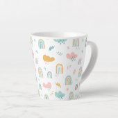 Fun Rainbow & Rain Cloud Pattern Milchtasse (Rechte Ecke)