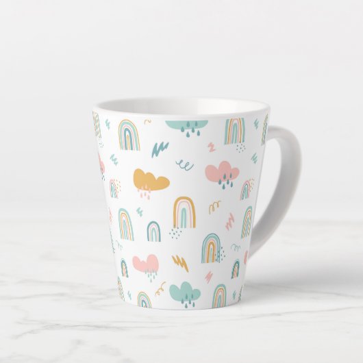Fun Rainbow & Rain Cloud Pattern Milchtasse (Rechte Ecke)