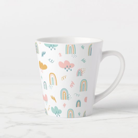 Fun Rainbow & Rain Cloud Pattern Milchtasse (Rechts)