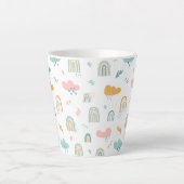Fun Rainbow & Rain Cloud Pattern Milchtasse (Vorderseite)