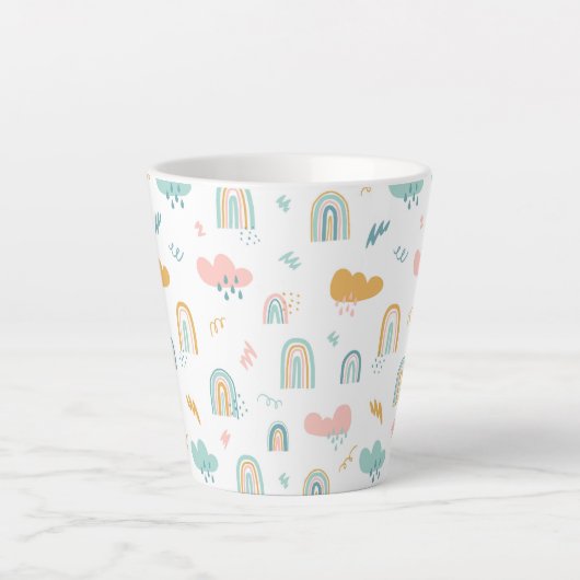 Fun Rainbow & Rain Cloud Pattern Milchtasse (Vorderseite)